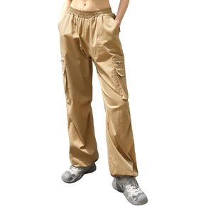 IFFEI السراويل البضائع النساء الفضفاضة مرونة عالية الخصر المشي لمسافات طويلة السراويل عارضة الشارع الشهير بنطلون مع جيوب in Kuwait