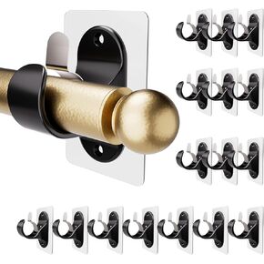 8 قطع شماعات قضبان ستارة بدون حفر، حوامل قضبان ستارة لاصقة لقضبان 1.3 بوصة كحد أقصى، دعامات سوداء خالية من الأظافر بوزن 18 رطل للحمام وغرفة المعيشة والمطبخ in Kuwait