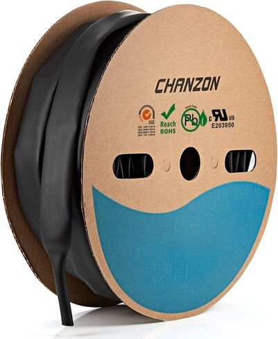 Chanzon 5/8 بوصة (15 مم) نوع G أنابيب مقاومة للماء مقاومة للحرارة بنسبة 3:1 مع إيفترونيك أنابيب لاصقة مزدوجة الجدار غراء داخل 15 جرام أسود 80 قدم/25 متر قطعة واحدة in Kuwait