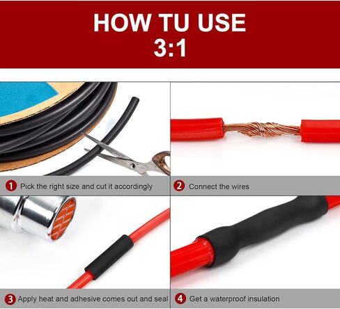 Chanzon 5/8 بوصة (15 مم) نوع G أنابيب مقاومة للماء مقاومة للحرارة بنسبة 3:1 مع إيفترونيك أنابيب لاصقة مزدوجة الجدار غراء داخل 15 جرام أسود 80 قدم/25 متر قطعة واحدة in Kuwait