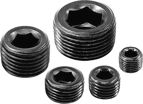 20 Pcs Stainless Steel Pipe Plug Fitting Assortment Kit, 5 Sizes 1/8" 1/4" 3/8" 1/2" 3/4" NPT Male Internal Hex Thread Socket Pipe Plug for Sealing Pipe Port in Saudi Arabia