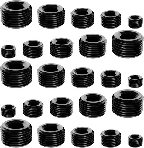 20 Pcs Stainless Steel Pipe Plug Fitting Assortment Kit, 5 Sizes 1/8" 1/4" 3/8" 1/2" 3/4" NPT Male Internal Hex Thread Socket Pipe Plug for Sealing Pipe Port in Saudi Arabia