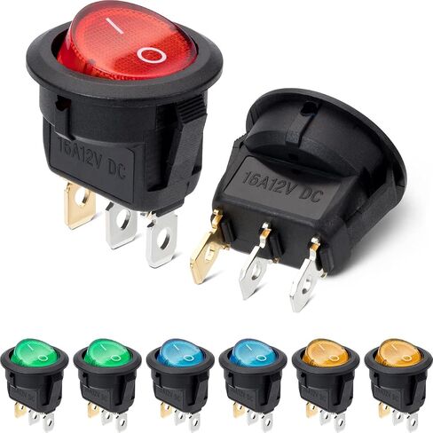 8Pcs Round Boat Rocker Switch 12V 16A SPST On/Off Switch with LED Light for Car Boat Marine RV (4 Color) in Kuwait