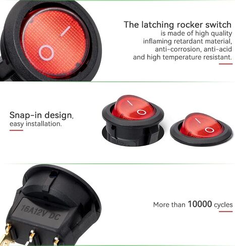 8Pcs Round Boat Rocker Switch 12V 16A SPST On/Off Switch with LED Light for Car Boat Marine RV (4 Color) in Kuwait