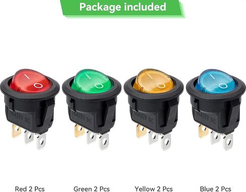 8Pcs Round Boat Rocker Switch 12V 16A SPST On/Off Switch with LED Light for Car Boat Marine RV (4 Color) in Kuwait