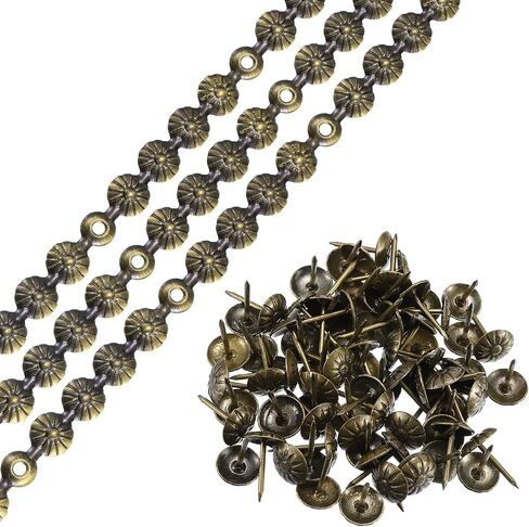 uxcell 3Pcs Upholstery Tacks Strips, 1Meter Flower Decorative Nail Trims for Sofa Headboard Chair Furniture with Upholstery Nails (11mm Bronze) in Saudi Arabia