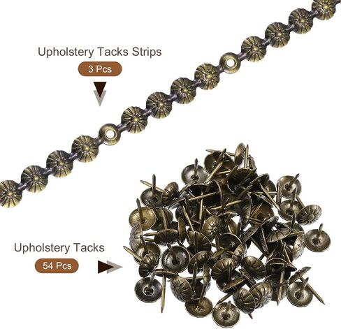 uxcell 3Pcs Upholstery Tacks Strips, 1Meter Flower Decorative Nail Trims for Sofa Headboard Chair Furniture with Upholstery Nails (11mm Bronze) in Saudi Arabia