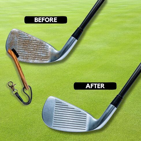 Golf Brush Made from Hickory Wood (2 Pack) - Paracord and Clip Attachment for Bags and Carts, Club Cleaner Ideal for Woods and Irons - Golf Accesories for Men in Saudi Arabia