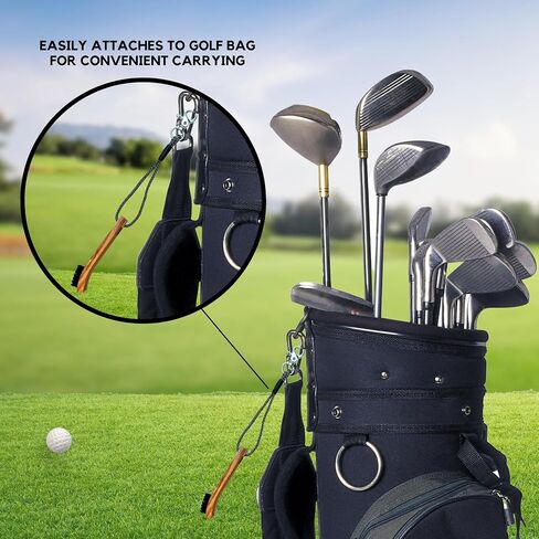 Golf Brush Made from Hickory Wood (2 Pack) - Paracord and Clip Attachment for Bags and Carts, Club Cleaner Ideal for Woods and Irons - Golf Accesories for Men in Saudi Arabia