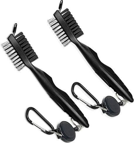 Golf Brush Made from Hickory Wood (2 Pack) - Paracord and Clip Attachment for Bags and Carts, Club Cleaner Ideal for Woods and Irons - Golf Accesories for Men in Saudi Arabia