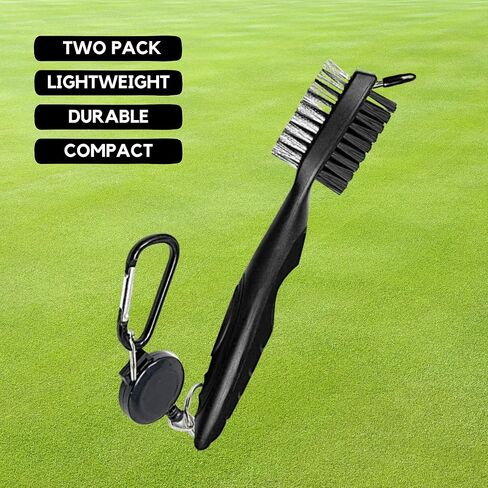 Golf Brush Made from Hickory Wood (2 Pack) - Paracord and Clip Attachment for Bags and Carts, Club Cleaner Ideal for Woods and Irons - Golf Accesories for Men in Saudi Arabia