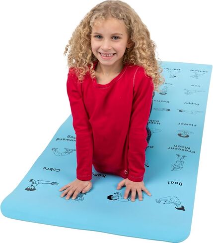 Really Good Stuff Kids Yoga Mat with 24 Illustrated Poses – Safe, Zero-Phthalate – 5mm Thick, Non-Slip, Soft Exercise Mat for Kids, Teens, Toddlers (68" x 24") Perfect For Home And Classroom in Saudi Arabia