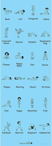 Really Good Stuff Kids Yoga Mat with 24 Illustrated Poses – Safe, Zero-Phthalate – 5mm Thick, Non-Slip, Soft Exercise Mat for Kids, Teens, Toddlers (68" x 24") Perfect For Home And Classroom in Saudi Arabia