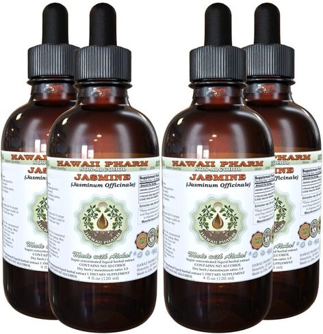 Jasmine Alcohol-Free Liquid Extract, Organic Jasmine (Jasminum officinale) Dried Flower Glycerite Hawaii Pharm Natural Herbal Supplement 2 oz in Saudi Arabia