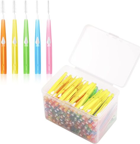 100 قطعة من فرش آنهوا المتدرجة بين الأسنان، فرشاة تنظيف الأسنان بالدفع والسحب مع صندوق تخزين (برتقالي، أصفر، وردي، أخضر، أزرق) in Kuwait