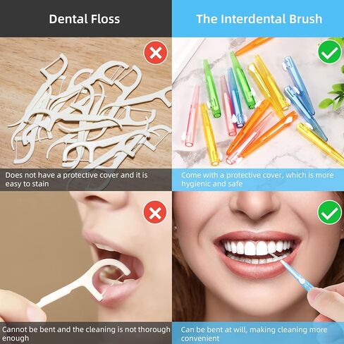 100 قطعة من فرش آنهوا المتدرجة بين الأسنان، فرشاة تنظيف الأسنان بالدفع والسحب مع صندوق تخزين (برتقالي، أصفر، وردي، أخضر، أزرق) in Kuwait