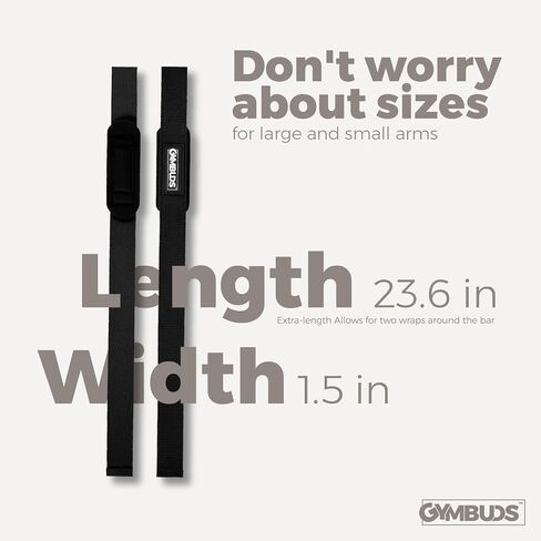 Gymbuds - أحزمة معصم رفع من الدرجة العسكرية لرفع الأثقال - جودة عسكرية مقاس 23.6 بوصة - قطن مبطن ومقوى بالنايلون، رفع الأثقال، رفع الأثقال، تدريب القوة، وكمال الأجسام in Saudi Arabia