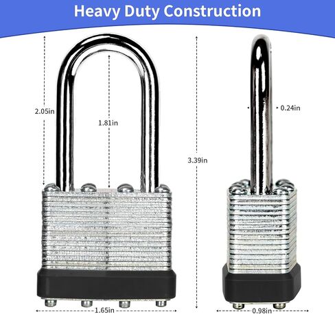 6 Pack Laminated Keyed Padlock (1-9/16", 40mm), Keyed Alike Locks, Black Hoop, Long Shackle, Lock for Gym Locker, Luggage, Suitcase, Baggage, Toolbox, Case in Saudi Arabia