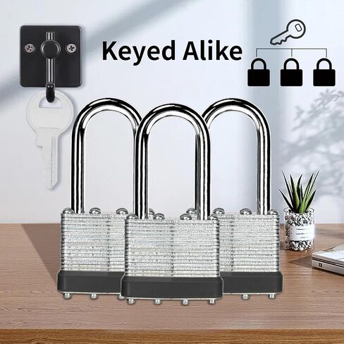 6 Pack Laminated Keyed Padlock (1-9/16", 40mm), Keyed Alike Locks, Black Hoop, Long Shackle, Lock for Gym Locker, Luggage, Suitcase, Baggage, Toolbox, Case in Saudi Arabia