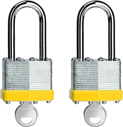 6 Pack Laminated Keyed Padlock (1-9/16", 40mm), Keyed Alike Locks, Black Hoop, Long Shackle, Lock for Gym Locker, Luggage, Suitcase, Baggage, Toolbox, Case in Saudi Arabia