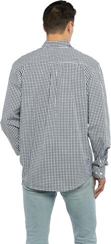 Men's Collegiate Easy-Care Long Sleeve Gingham Check Button Down Shirt, Ohio State Buckeyes, Red, Large in Kuwait