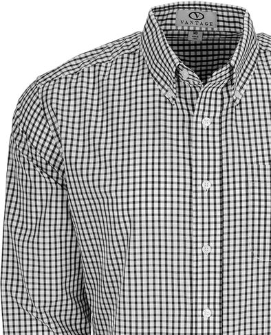 Men's Collegiate Easy-Care Long Sleeve Gingham Check Button Down Shirt, Ohio State Buckeyes, Red, Large in Kuwait