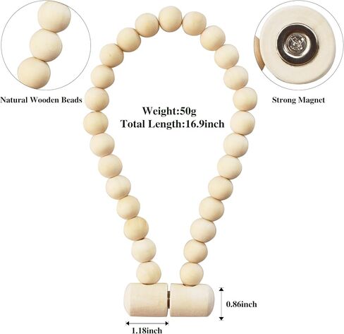 Magnetic Curtain Tiebacks, Wood Curtain Tie Backs for Curtains, Boho Curtain Holders for Drapes, Window Treatment Holdbacks for Bedroom Decor, Natural 4 Pack in Kuwait