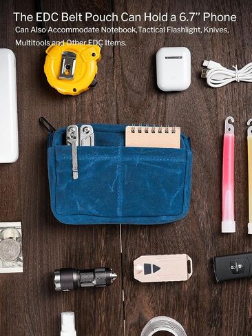 Sayram SP8 Belt Pouch for Men, EDC Bellt Pouch with Zipper, Waist Pack EDC Pouch for Multitool, Flashlight, Knives, Cards, Phone, Waxed Canvas EDC Organizer Pouch for Belt in Saudi Arabia