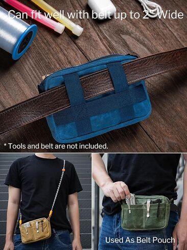 Sayram SP8 Belt Pouch for Men, EDC Bellt Pouch with Zipper, Waist Pack EDC Pouch for Multitool, Flashlight, Knives, Cards, Phone, Waxed Canvas EDC Organizer Pouch for Belt in Saudi Arabia