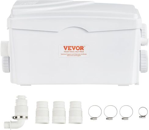 مضخة ماسيراتور VEVOR 350 وات، تدفق 6000 لتر/ساعة، رأس 23 قدم/7 متر، مضخة حوض الصرف الصحي من ماسيراتور مع 3 مداخل مياه للطابق السفلي، المطبخ، المغسلة، الدش، حوض الاستحمام، آلة التخلص من مياه الصرف الصحي في الغسيل in Kuwait