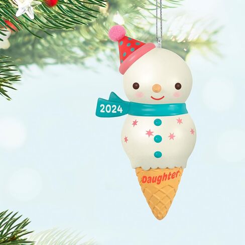Hallmark Keepsake Christmas Ornament 2024, Daughter Snowman Ice Cream Cone 2024, Family Gifts in Saudi Arabia