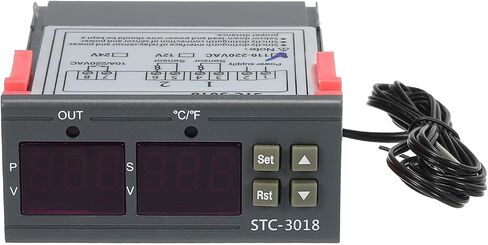 MECCANIXITY AC110-220V LED Digital Temperature Controller Thermostat Heating Cooling -50 to 120°C STC-3018 Relay Output with NTC 10K Temperature Probe in Saudi Arabia