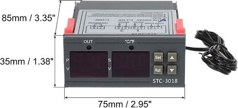 MECCANIXITY AC110-220V LED Digital Temperature Controller Thermostat Heating Cooling -50 to 120°C STC-3018 Relay Output with NTC 10K Temperature Probe in Saudi Arabia