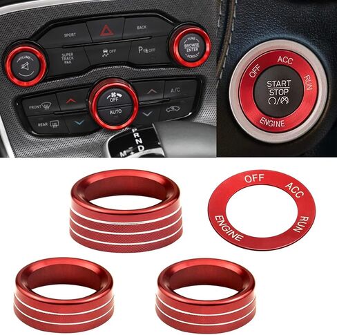 لهوندا أكورد سبائك الألومنيوم تكييف الهواء التبديل حجم الصوت غطاء زر A / C غطاء مقبض التحكم في المناخ للجيل العاشر هوندا أكورد سيدان سبورت EX EX-L LX 2018-2022 (أحمر، 5 قطع) in Kuwait