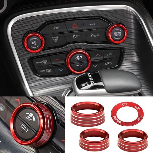 لهوندا أكورد سبائك الألومنيوم تكييف الهواء التبديل حجم الصوت غطاء زر A / C غطاء مقبض التحكم في المناخ للجيل العاشر هوندا أكورد سيدان سبورت EX EX-L LX 2018-2022 (أحمر، 5 قطع) in Kuwait