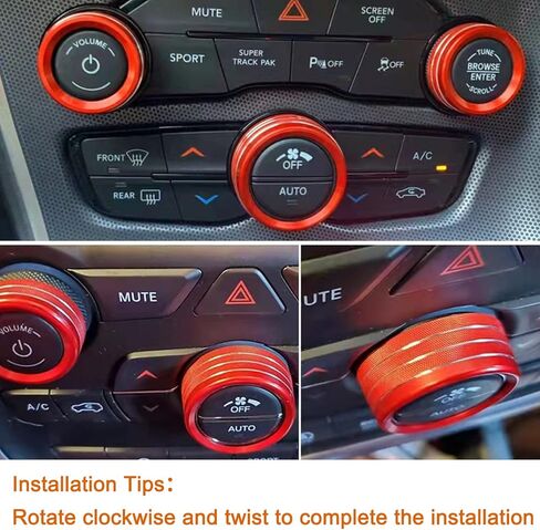 لهوندا أكورد سبائك الألومنيوم تكييف الهواء التبديل حجم الصوت غطاء زر A / C غطاء مقبض التحكم في المناخ للجيل العاشر هوندا أكورد سيدان سبورت EX EX-L LX 2018-2022 (أحمر، 5 قطع) in Kuwait