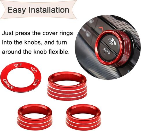 لهوندا أكورد سبائك الألومنيوم تكييف الهواء التبديل حجم الصوت غطاء زر A / C غطاء مقبض التحكم في المناخ للجيل العاشر هوندا أكورد سيدان سبورت EX EX-L LX 2018-2022 (أحمر، 5 قطع) in Kuwait