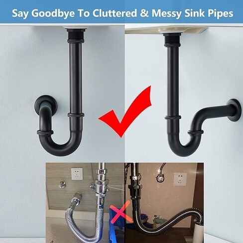 ZM Brass 1-1/4" P-trap Pipe, Adjustable Height Sink Waste Drain Kit, Chrome in Saudi Arabia