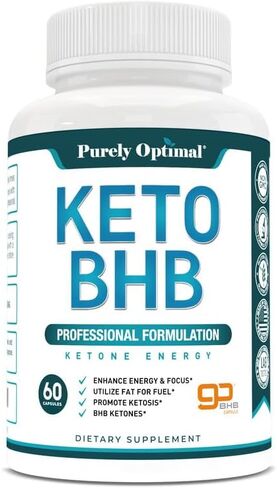 Purely Optimal Keto BHB Exogenous Ketones Supplement - Keto Diet Pills for Ketosis, Energy, Focus, Metabolism - for Women and Men (120 Capsules) in Kuwait