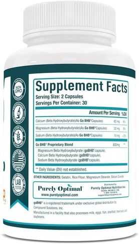 Purely Optimal Keto BHB Exogenous Ketones Supplement - Keto Diet Pills for Ketosis, Energy, Focus, Metabolism - for Women and Men (120 Capsules) in Kuwait