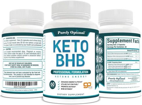 Purely Optimal Keto BHB Exogenous Ketones Supplement - Keto Diet Pills for Ketosis, Energy, Focus, Metabolism - for Women and Men (120 Capsules) in Kuwait