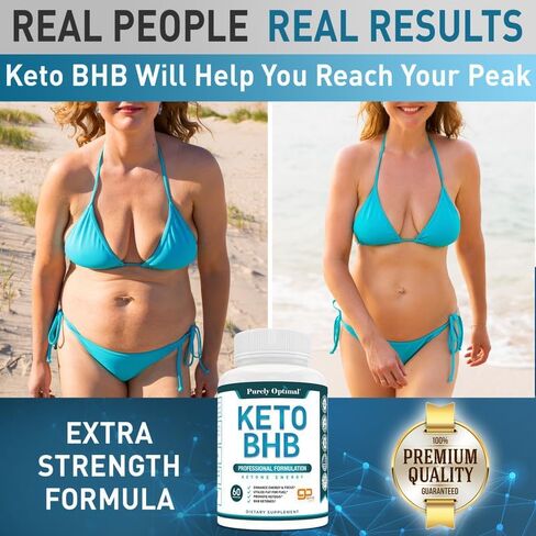 Purely Optimal Keto BHB Exogenous Ketones Supplement - Keto Diet Pills for Ketosis, Energy, Focus, Metabolism - for Women and Men (120 Capsules) in Kuwait