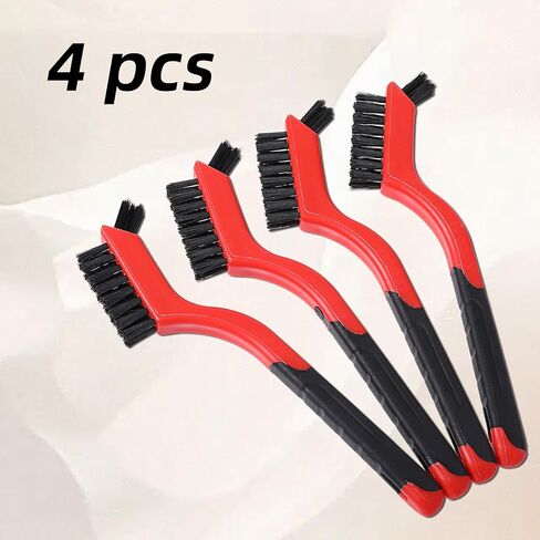 4pcs Mini Wire Brush Set, Nylon Tube Brushes Brass Stainless Steel Wire Brushes Bristles Rust Paint Metal with Curved Handle Grip for Dirt Removal in Holes in Saudi Arabia