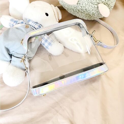 محفظة تينيات الشفافة للنساء معتمدة من الاستاد، حقيبة كروس صغيرة شفافة شفافة من خلال حقيبة كتف للسفر في الحفلات in Kuwait