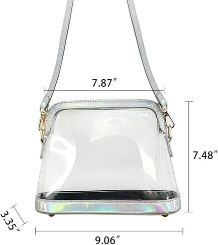 محفظة تينيات الشفافة للنساء معتمدة من الاستاد، حقيبة كروس صغيرة شفافة شفافة من خلال حقيبة كتف للسفر في الحفلات in Kuwait