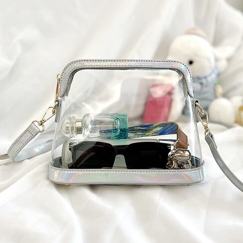 محفظة تينيات الشفافة للنساء معتمدة من الاستاد، حقيبة كروس صغيرة شفافة شفافة من خلال حقيبة كتف للسفر في الحفلات in Kuwait