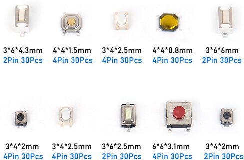 200 Pcs Micro Switch, Normally Open Tactile Micro Momentary Push Button Switches Kit in Saudi Arabia
