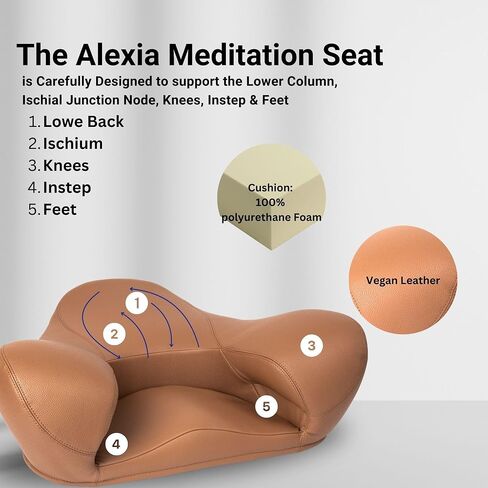 مقعد التأمل Alexia صحيح بشكل مريح لعلم وظائف الأعضاء البشرية Zen Yoga كراسي مريحة وسادة إسفنجية للمنزل أو المكتب (بني - جلد نباتي) in Saudi Arabia