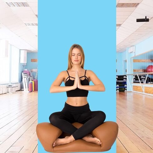 مقعد التأمل Alexia صحيح بشكل مريح لعلم وظائف الأعضاء البشرية Zen Yoga كراسي مريحة وسادة إسفنجية للمنزل أو المكتب (بني - جلد نباتي) in Saudi Arabia
