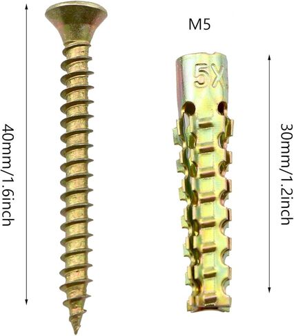 مرساة حائط مع براغي DZS ELEC 20 قطعة 5 × 30 مم مرساة حائط فولاذية على شكل شجرة للجدار الخرساني والجدار المجوف والجدار الخشبي in Kuwait
